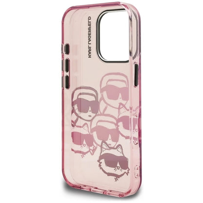 Deksel for Apple iPhone 16 Pro Max, Karl Lagerfeld, IML Luxury Multi Head Pattern, Rosa