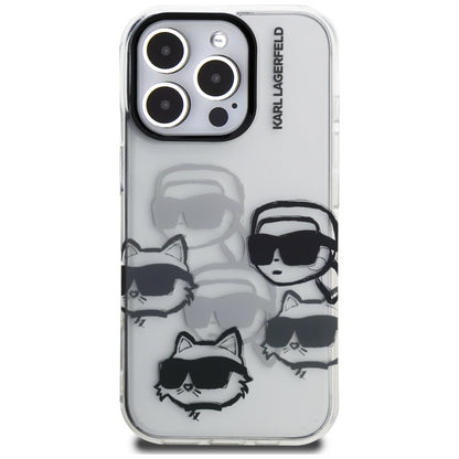 Deksel for Apple iPhone 16 Pro Max, Karl Lagerfeld, IML Luxury Multi Head Pattern, Transparent