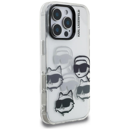 Deksel for Apple iPhone 16 Pro Max, Karl Lagerfeld, IML Luxury Multi Head Pattern, Transparent