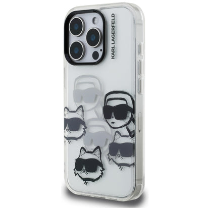 Deksel for Apple iPhone 16 Pro Max, Karl Lagerfeld, IML Luxury Multi Head Pattern, Transparent