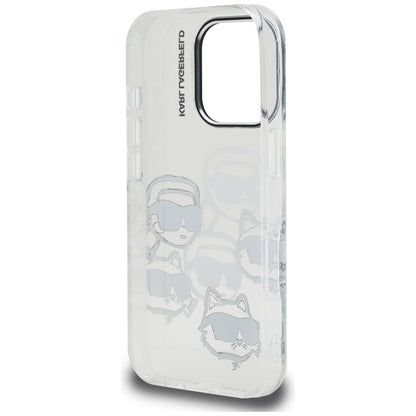 Deksel for Apple iPhone 16 Pro Max, Karl Lagerfeld, IML Luxury Multi Head Pattern, Transparent