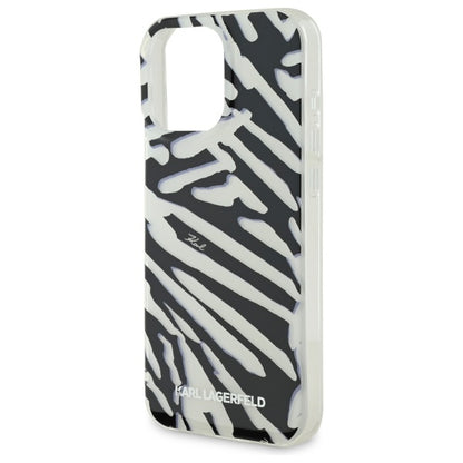 Deksel for Apple iPhone 16 Pro Max, Karl Lagerfeld, IML Luxury Zebra Pattern with Strap, Svart