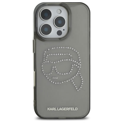 Deksel for Apple iPhone 16 Pro Max, Karl Lagerfeld, IML Rhinestones Karl's Head, Svart