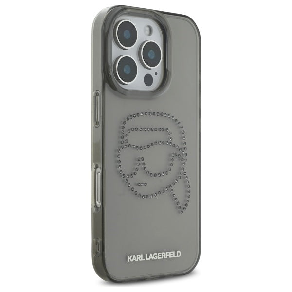 Deksel for Apple iPhone 16 Pro Max, Karl Lagerfeld, IML Rhinestones Karl's Head, Svart