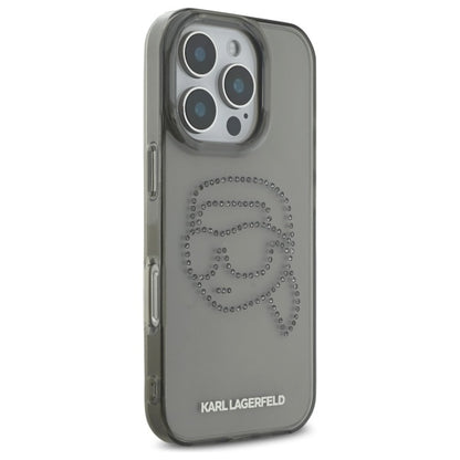 Deksel for Apple iPhone 16 Pro Max, Karl Lagerfeld, IML Rhinestones Karl's Head, Svart