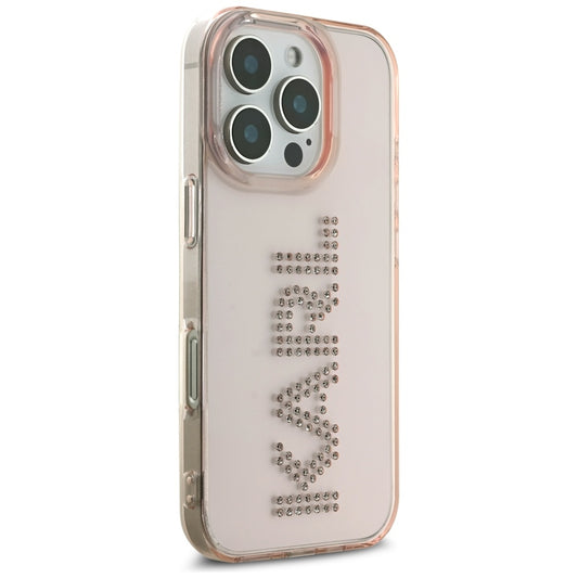 Deksel for Apple iPhone 16 Pro Max, Karl Lagerfeld, IML Rhinestones Pink Logo, Rosa