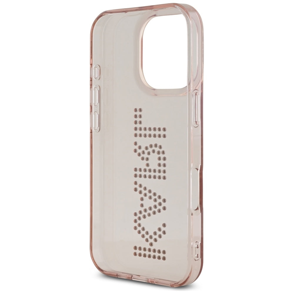 Deksel for Apple iPhone 16 Pro Max, Karl Lagerfeld, IML Rhinestones Pink Logo, Rosa