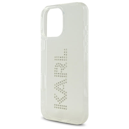 Deksel for Apple iPhone 16 Pro Max, Karl Lagerfeld, IML Rhinestones Transparent Logo, Gjennomsiktig