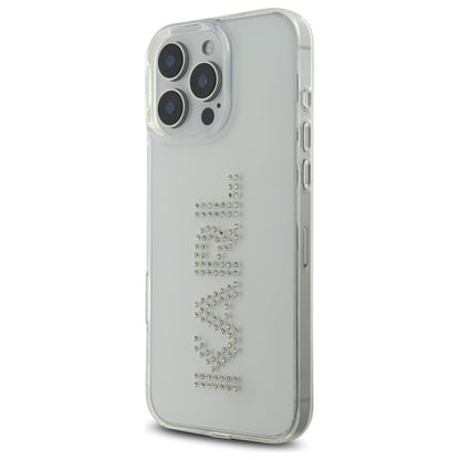 Deksel for Apple iPhone 16 Pro Max, Karl Lagerfeld, IML Rhinestones Transparent Logo, Gjennomsiktig