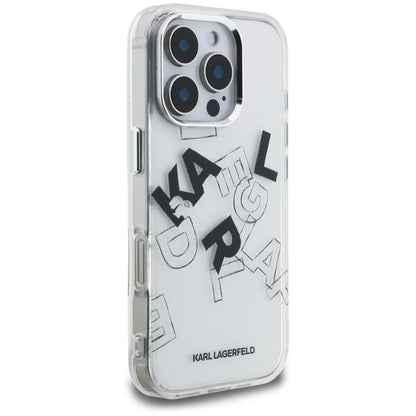 Deksel for Apple iPhone 16 Pro Max, Karl Lagerfeld, IML Sketched Graphic Logo, Gjennomsiktig