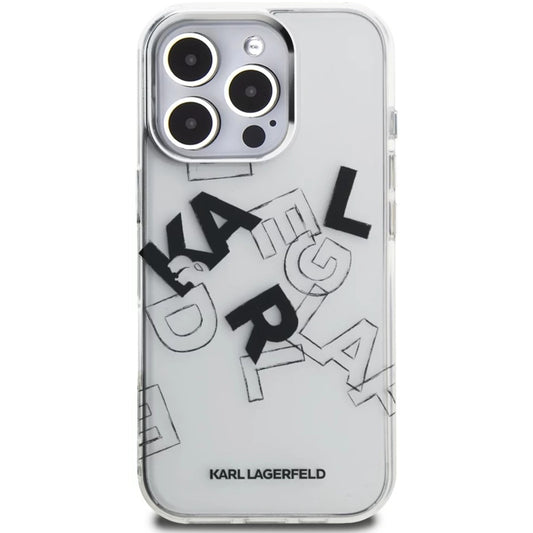 Deksel for Apple iPhone 16 Pro Max, Karl Lagerfeld, IML Sketched Graphic Logo, Gjennomsiktig