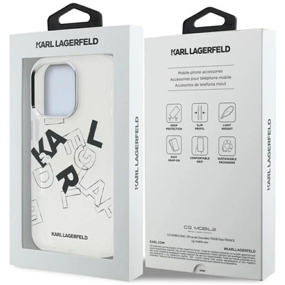 Deksel for Apple iPhone 16 Pro Max, Karl Lagerfeld, IML Sketched Graphic Logo, Gjennomsiktig