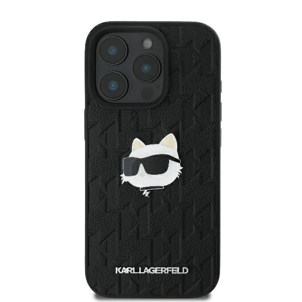 Deksel for Apple iPhone 16 Pro Max, Karl Lagerfeld, Monogram Choupette's Head, Svart