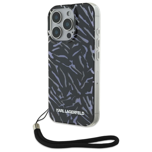 Deksel for Apple iPhone 16 Pro Max, Karl Lagerfeld, Zebra with Cord Strap, Lilla