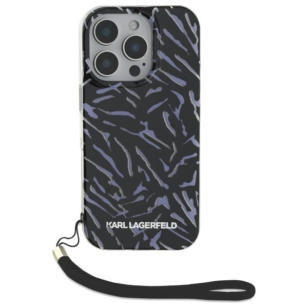 Deksel for Apple iPhone 16 Pro Max, Karl Lagerfeld, Zebra with Cord Strap, Lilla