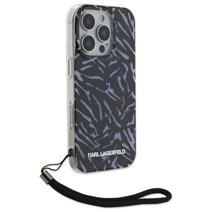 Deksel for Apple iPhone 16 Pro Max, Karl Lagerfeld, Zebra with Cord Strap, Lilla