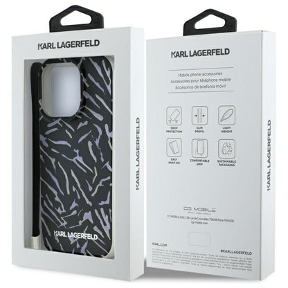 Deksel for Apple iPhone 16 Pro Max, Karl Lagerfeld, Zebra with Cord Strap, Lilla