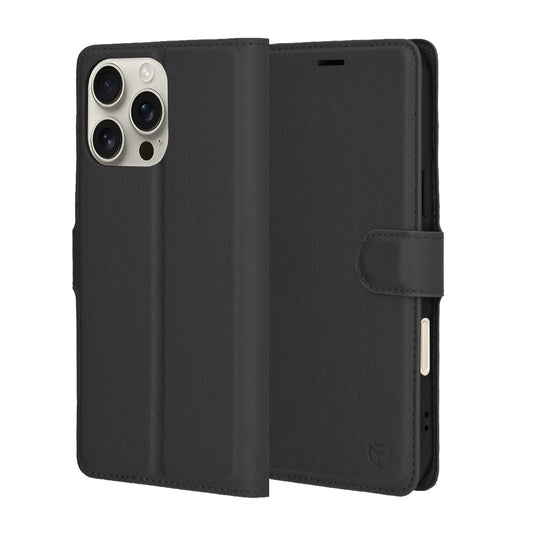 Deksel for Apple iPhone 16 Pro Max, Techsuit, Leather Folio, Svart