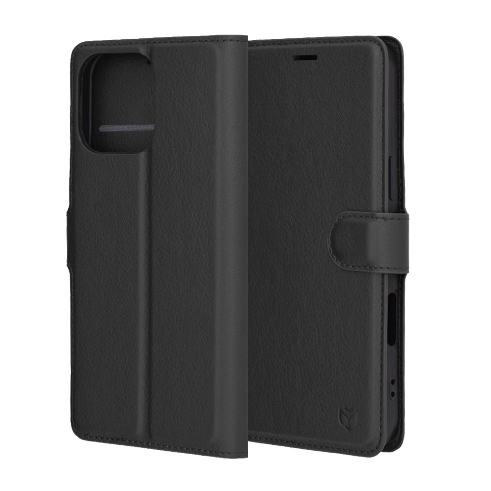 Deksel for Apple iPhone 16 Pro Max, Techsuit, Leather Folio, Svart