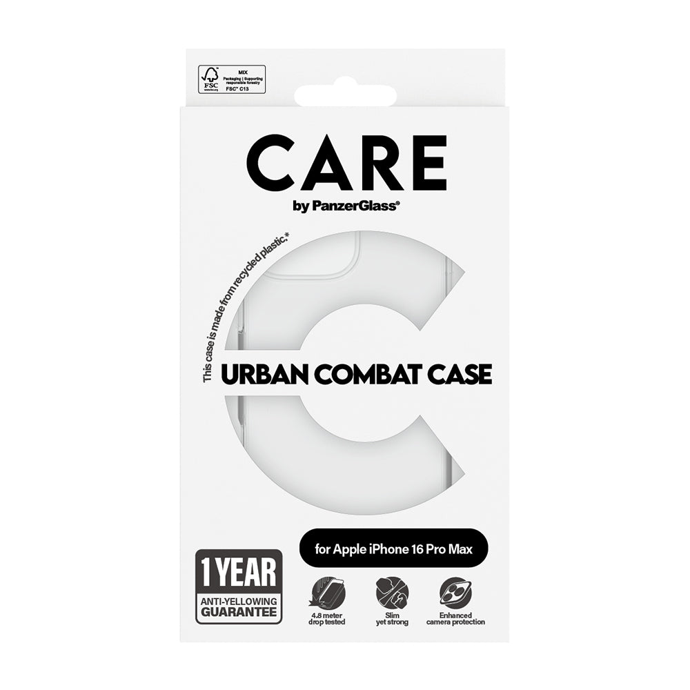 Deksel for Apple iPhone 16 Pro, PanzerGlass, Care Urban Combat, Gjennomsiktig