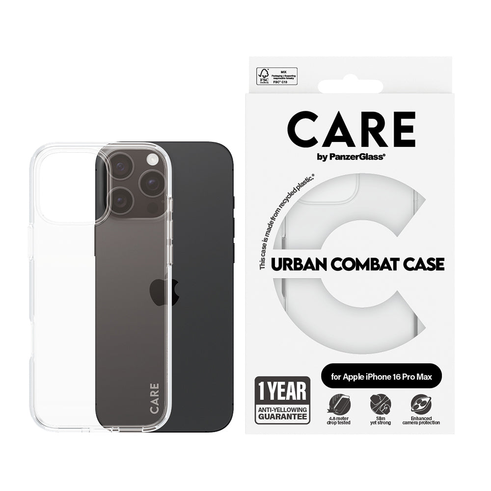 Deksel for Apple iPhone 16 Pro, PanzerGlass, Care Urban Combat, Gjennomsiktig
