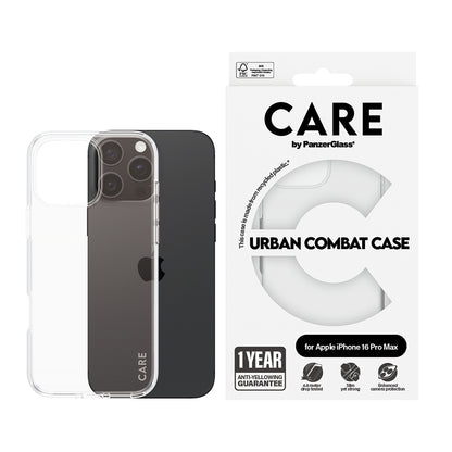 Deksel for Apple iPhone 16 Pro, PanzerGlass, Care Urban Combat, Gjennomsiktig