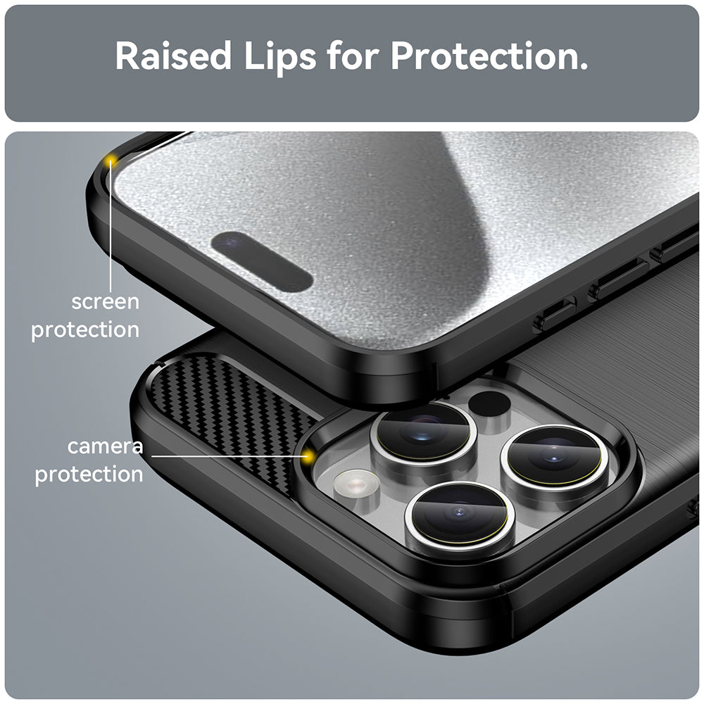 Deksel for Apple iPhone 16 Pro, Techsuit, Karbon, Svart