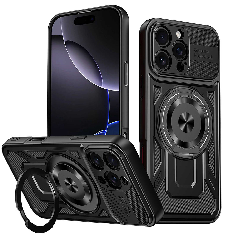 Deksel for Apple iPhone 16 Pro, Techsuit, RuggedCam, Svart