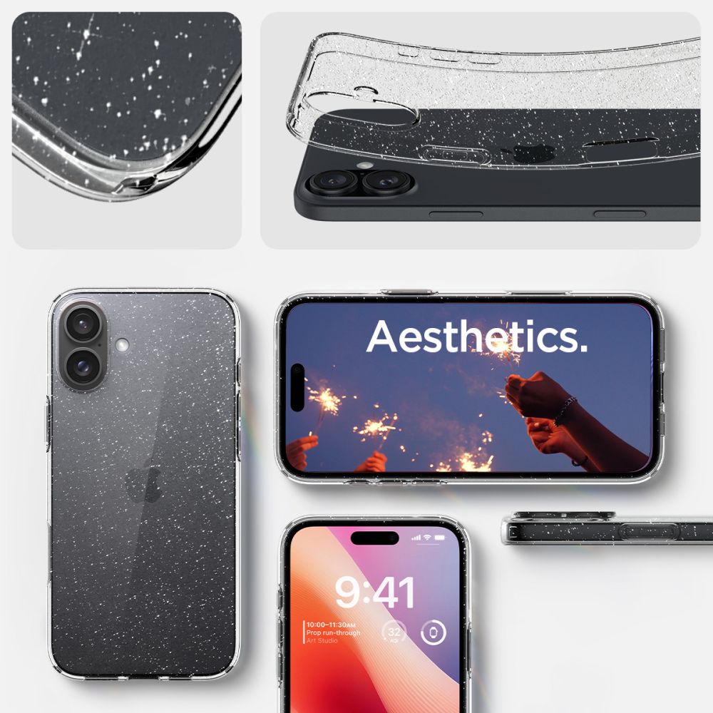 Deksel til Apple iPhone 16, Spigen, Liquid Crystal Glitter, Transparent ACS08192