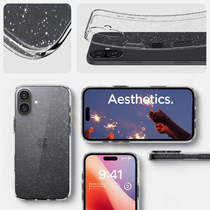 Deksel til Apple iPhone 16, Spigen, Liquid Crystal Glitter, Transparent ACS08192