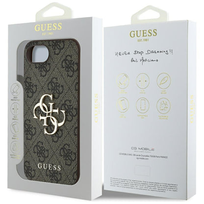 Deksel for Apple iPhone 16e, Guess, 4G Big Logo, Brun