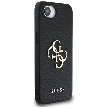 Deksel for Apple iPhone 16e, Guess, 4G Grained Big and Classic Logo, Svart