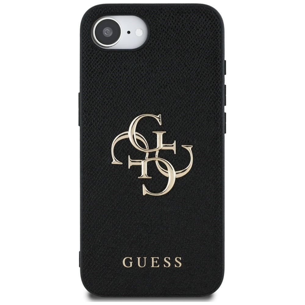 Deksel for Apple iPhone 16e, Guess, 4G Grained Big and Classic Logo, Svart