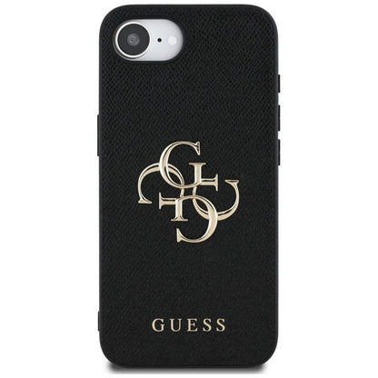 Deksel for Apple iPhone 16e, Guess, 4G Grained Big and Classic Logo, Svart