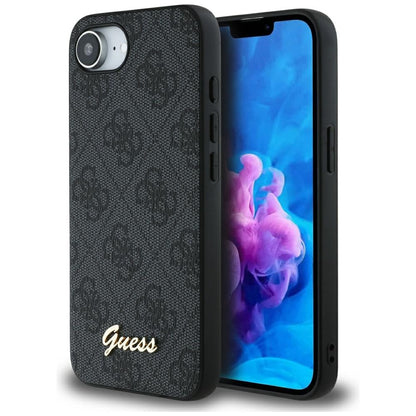 Deksel for Apple iPhone 16e, Guess, 4G Script Logo, Svart