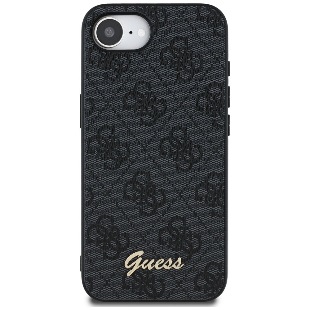 Deksel for Apple iPhone 16e, Guess, 4G Script Logo, Svart