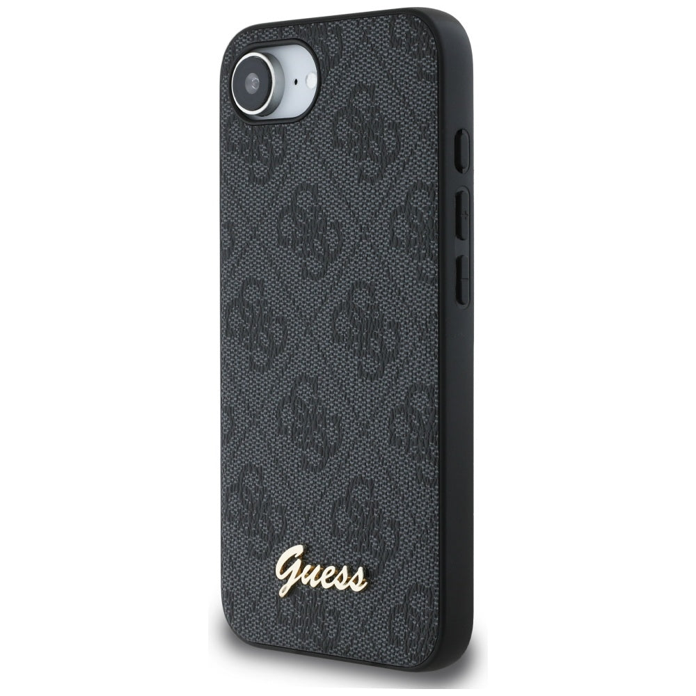 Deksel for Apple iPhone 16e, Guess, 4G Script Logo, Svart