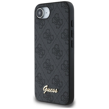 Deksel for Apple iPhone 16e, Guess, 4G Script Logo, Svart