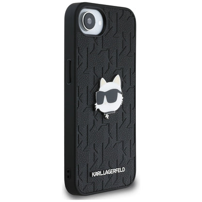Deksel for Apple iPhone 16e, Karl Lagerfeld, Monogram Choupette's Head, Svart