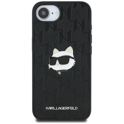 Deksel for Apple iPhone 16e, Karl Lagerfeld, Monogram Choupette's Head, Svart