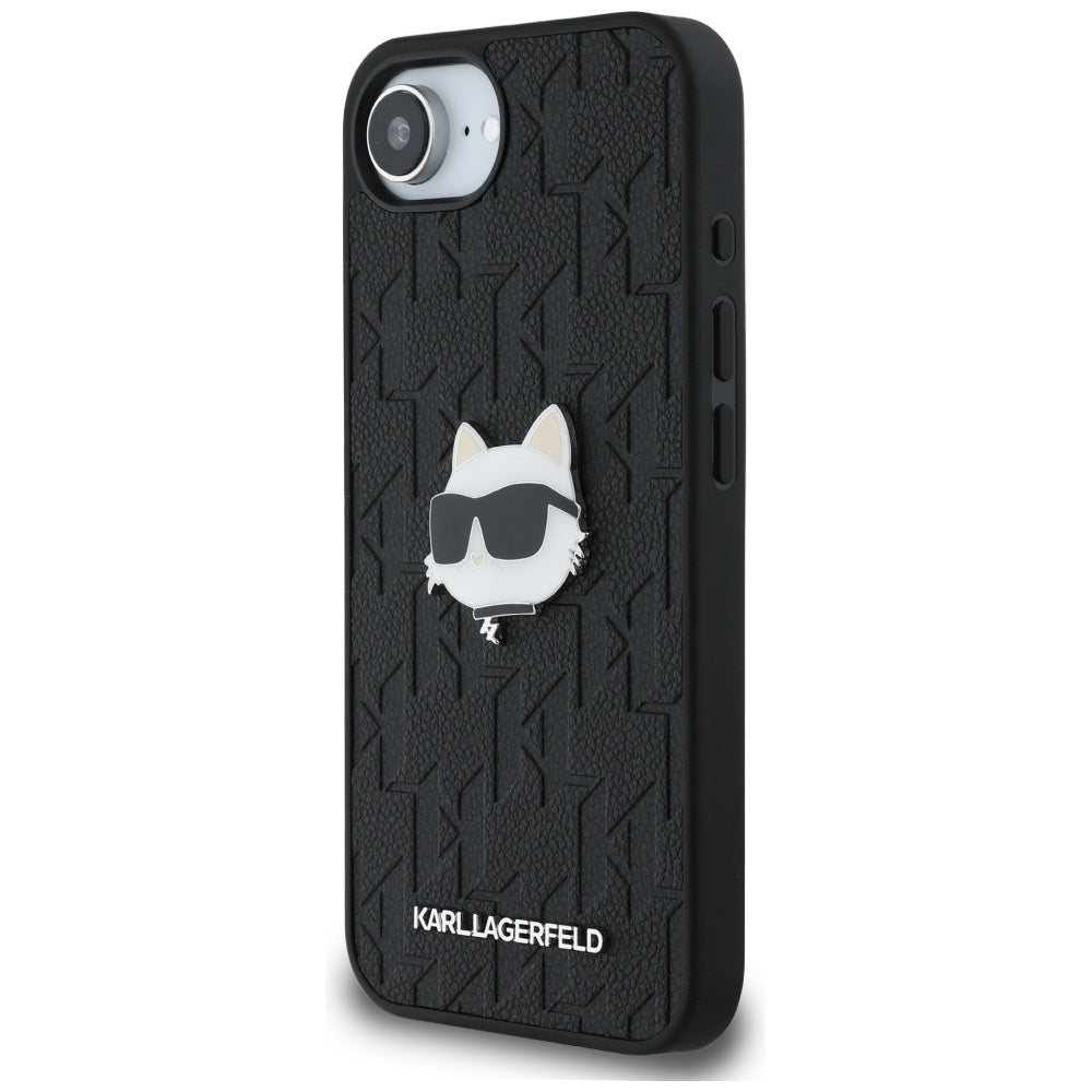 Deksel for Apple iPhone 16e, Karl Lagerfeld, Monogram Choupette's Head, Svart