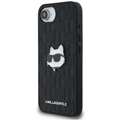 Deksel for Apple iPhone 16e, Karl Lagerfeld, Monogram Choupette's Head, Svart