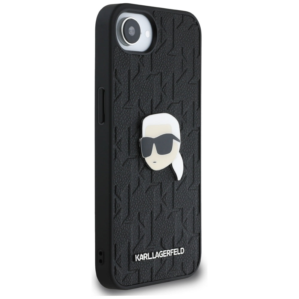 Deksel for Apple iPhone 16e, Karl Lagerfeld, Monogram Karl's Head, Svart