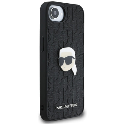 Deksel for Apple iPhone 16e, Karl Lagerfeld, Monogram Karl's Head, Svart
