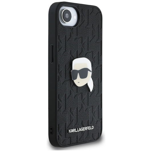 Deksel for Apple iPhone 16e, Karl Lagerfeld, Monogram Karl's Head, Svart
