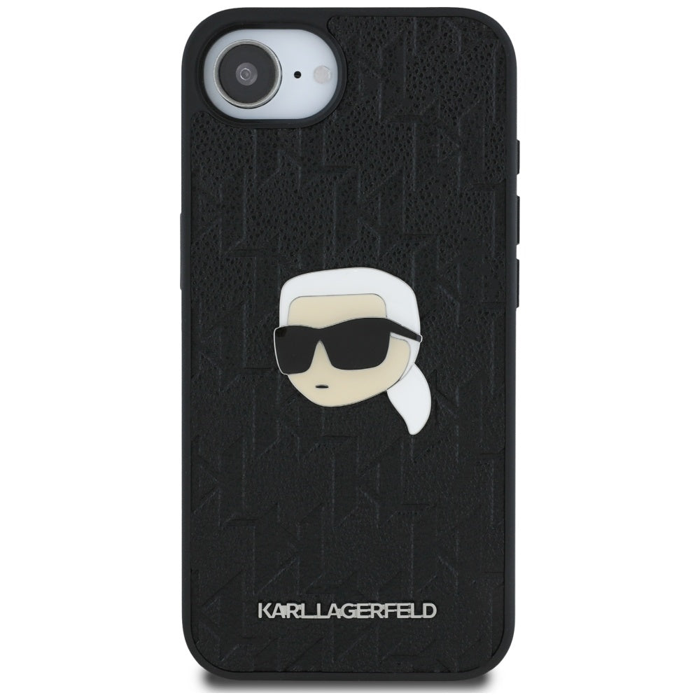 Deksel for Apple iPhone 16e, Karl Lagerfeld, Monogram Karl's Head, Svart