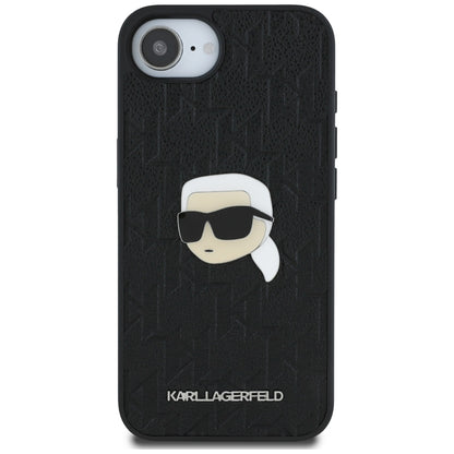 Deksel for Apple iPhone 16e, Karl Lagerfeld, Monogram Karl's Head, Svart