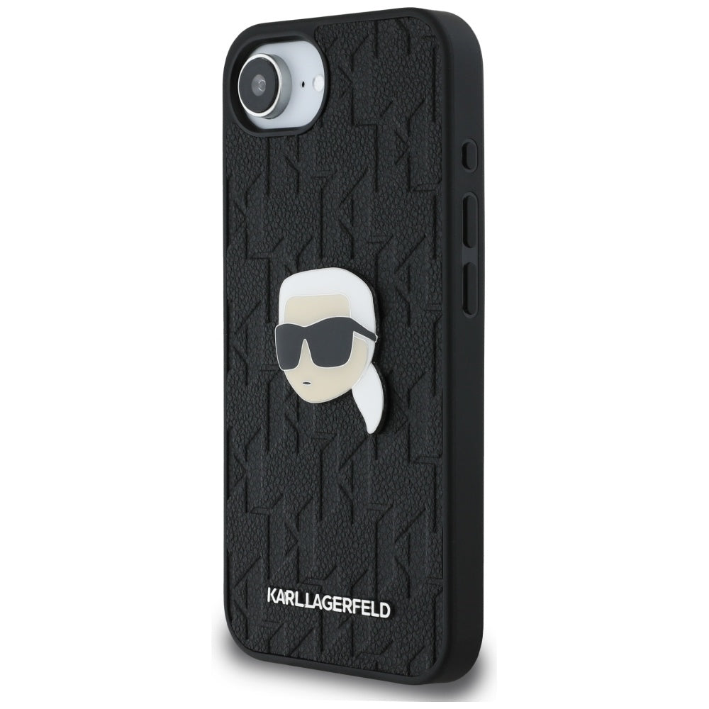 Deksel for Apple iPhone 16e, Karl Lagerfeld, Monogram Karl's Head, Svart