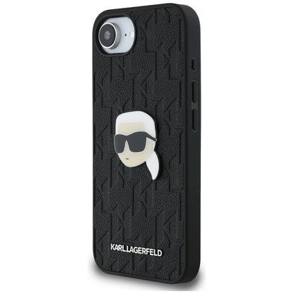Deksel for Apple iPhone 16e, Karl Lagerfeld, Monogram Karl's Head, Svart