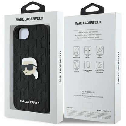Deksel for Apple iPhone 16e, Karl Lagerfeld, Monogram Karl's Head, Svart